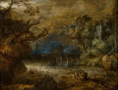 Kustlandschap in stormachtig weer