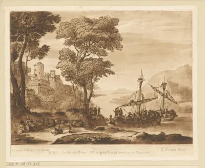 Kustlandschap met aankomst van Aeneas in Pallanteum