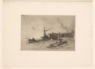 Kustlandschap met boot in het water en een boot op de oever