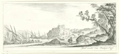 Kustlandschap met boten op de kant