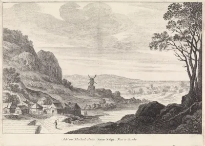 Kustlandschap met een molen