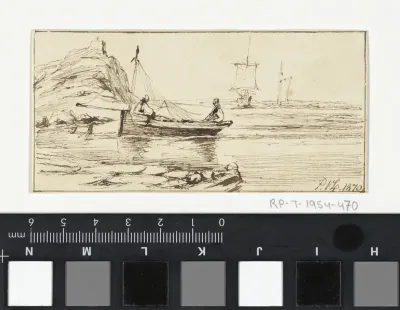 Kustlandschap met een roeibootje