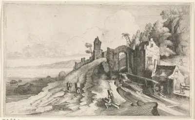 Kustlandschap met een watermolen