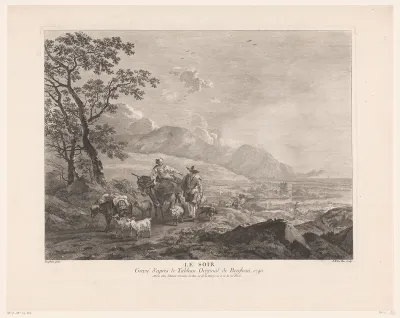 Kustlandschap met herders op een pad