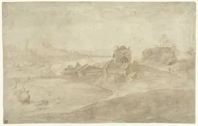 Kustlandschap met landhuis