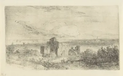 Kustlandschap met ruïne
