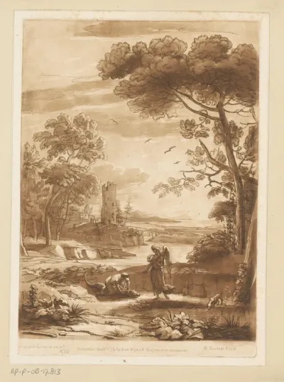 Kustlandschap met Tobias en de engel