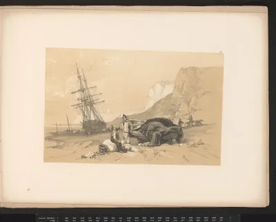 Kustlandschap met twee figuren bij een boot