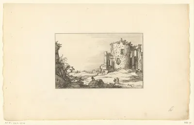 Kustweg langs een ronde ruïne