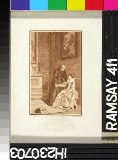 Kuvituslehti Margareta Navarralaisen novelliin, III, 64 1780 ; Sigmund Freudenbergerin mukaan