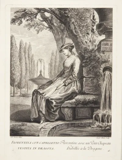 Kvinde fra Firenze (Florentine avec un Petit Chapeau habillée à la Dragone)