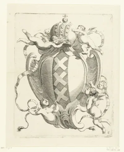Kwabcartouche met het stadswapen van Amsterdam