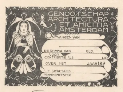 Kwitantie van Architectura et Amicitia