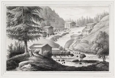 Kyrö Rapids, illustration for Finland Depicted in Drawings, booklets XXIV-XXVII