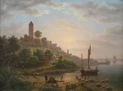 Kysten ved Vordingborg med Gåsetårnet en tidlig morgen