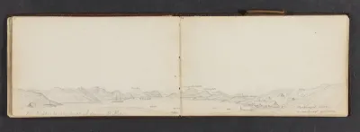 Kystlandskab med huse og skibe