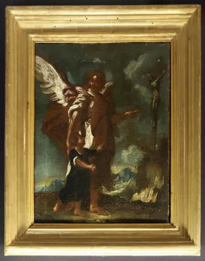 l'angelo custode mostra al fanciullo il crocifisso