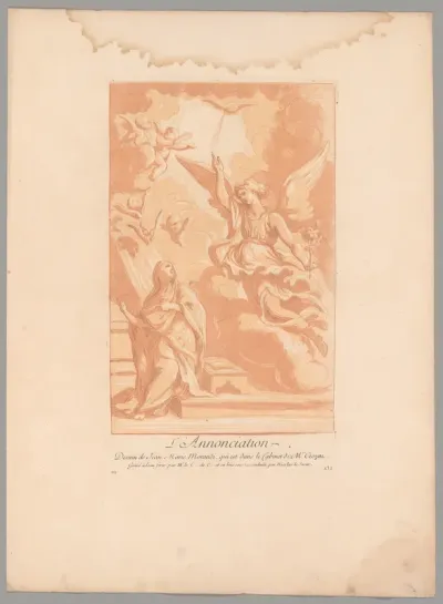 L'Annonciation (The Annunciation), from Recueil d'estampes d'après les plus beaux tableaux et d'après les plus beaux desseins qui sont en France (Cabinet Crozat)