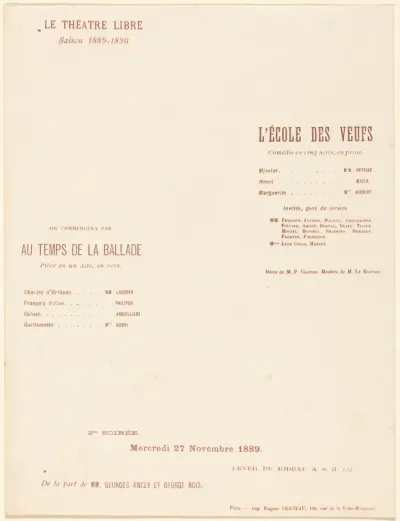L'École des veufs; Au Temps de la ballade
