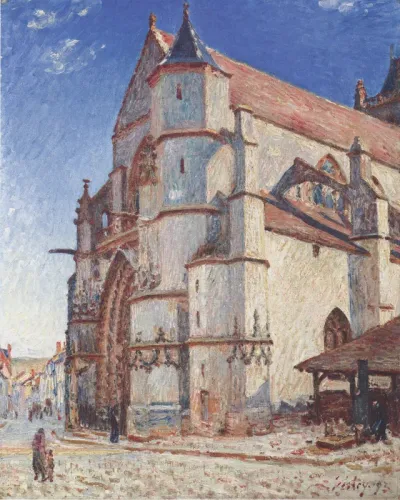 L'Église de Moret au soleil du matin