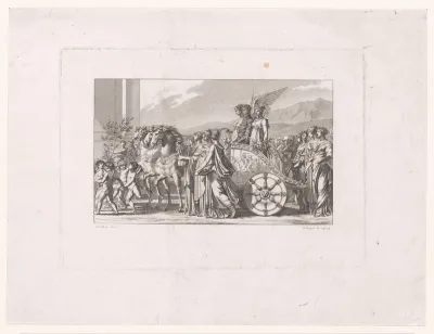 L'Empéreur Napoléon Ier au milieu de la victoire et de la paix, est suivi des muses, des arts et des sciences (...)