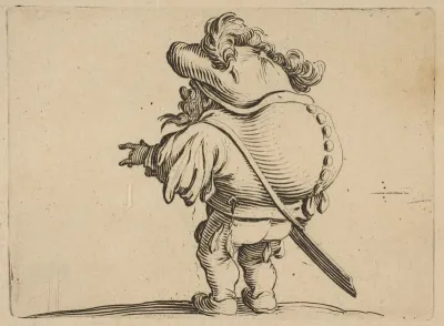 L'Homme au Gros Dos Orné d'Une Rangée de Boutons (Man with a Large Back Ornamented with a Row of Buttons), from "Varie Figure Gobbi, suite appelée aussi Les Bossus, Les Pygmées, Les Nains Grotesques" (Various Hunchbacked Figures, The Hunchbacks, The 