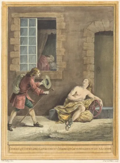 L'homme qui court apres la fortune et l'hommequi l'attend dans son lit (The Man who  Courts Fortune and the Man Who Sleeps in Bed)