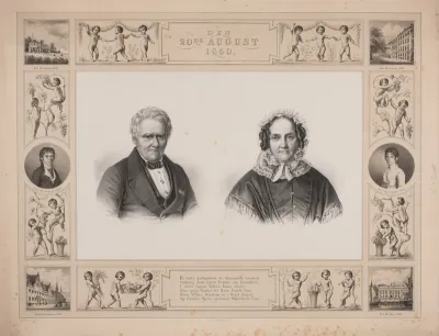 L.N. Hvidt og Therese Wilhelmine Hvidt, mindeblad i anledning af deres guldbryllup d. 20. august 1850
