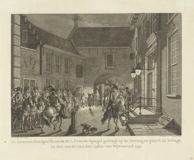 L.P. van de Spiegel naar de Gevangenpoort gebracht, 1795