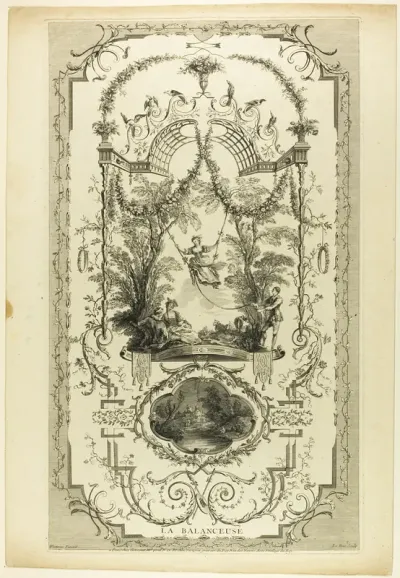La Balanceuse, plate 98 from "L'Oeuvre d'Antoine Watteau"