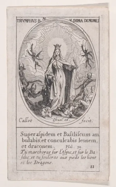 La bienheureuse Vierge Marie triumphant des démons (The Blessed Virgin Mary Triumphing over Demons), scene 11 from Images des Fêtes Mobiles (Images of Moveable Feasts from the Christian Calendar), part of "Les Images De Tous Les Saincts et Saintes de