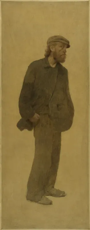 La Bouchée de pain : homme de trois-quarts coiffé d'une casquette, mains dans les poches
