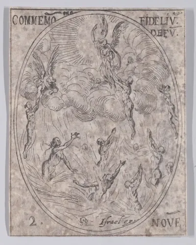 La Commémoration des Morts (All Souls' Day), from November 2nd, from "Les Images De Tous Les Saincts et Saintes de L'Année" (Images of All of the Saints and Religious Events of the Year)