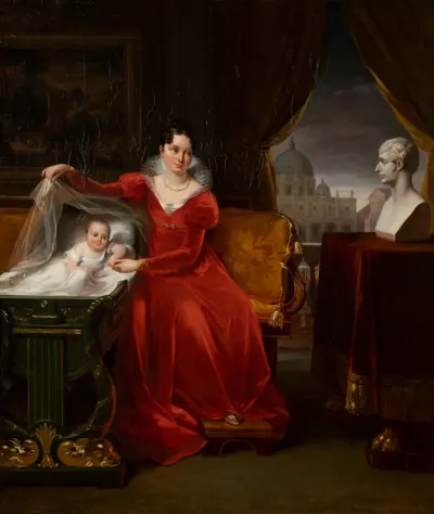 La comtesse Camille de Tournon désigne à sa fille Alix le buste de son père