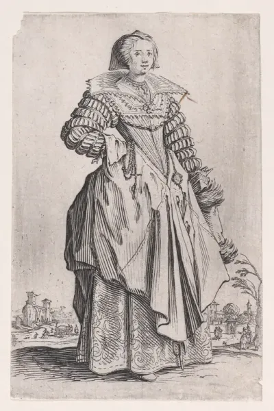 La Dame a la Grande Collerette et a la Coiffe Retombant en Arrière (The Lady with the Large Collar and a Headdress that Falls to the Back), from "La Noblesse" (The Nobility)
