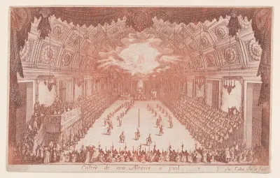 La Défilé a Pied (The Parade on Foot), from Le Combat a la Barrière in the Palace at Nancy by Henri Humbert, printed by Sebastien Phillipe