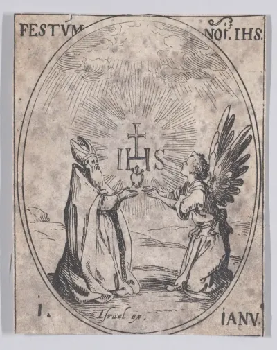 La Fête du Nom de Jésus (The Feast of the Name of Jesus), January 1st, from "Les Images De Tous Les Saincts et Saintes de L'Année" (Images of All of the Saints and Feast Days of the Year)