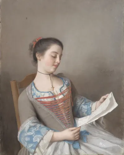 'La liseuse' (Marianne Lavergne, een nicht van de kunstenaar, in Lyonese plattelandskleding)