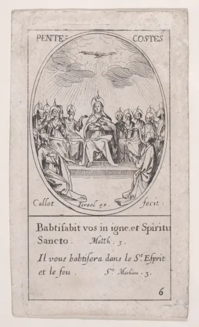 La Pentecôte (The Pentecost), scene 6 from Images des Fêtes Mobiles (Images of Moveable Feasts from the Christian Calendar), part of "Les Images De Tous Les Saincts et Saintes de L'Année" (Images of All of the Saints and Religious Events of the Year)
