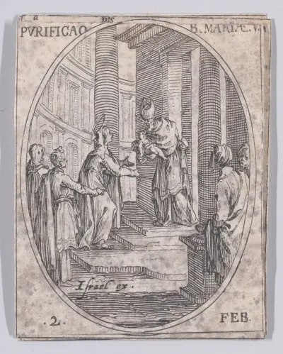 La Purification de la Vierge (The Purification of the Virgin), February 2nd, from "Les Images De Tous Les Saincts et Saintes de L'Année" (Images of All of the Saints and Feast Days of the Year)
