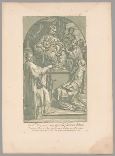 La S.te Vierge accompagnée de plusieurs Saints (Virgin and Child with Saints), from Recueil d'estampes d'après les plus beaux tableaux et d'après les plus beaux desseins qui sont en France (Cabinet Crozat)