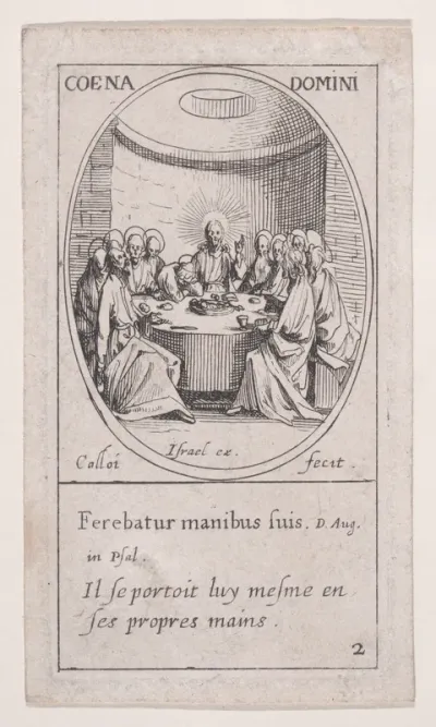 La Sainte-Cène (The Last Supper), Maundy Thursday, scene 2 from Images des Fêtes Mobiles (Images of Moveable Feasts from the Christian Calendar), part of "Les Images De Tous Les Saincts et Saintes de L'Année" (Images of All of the Saints and Religiou