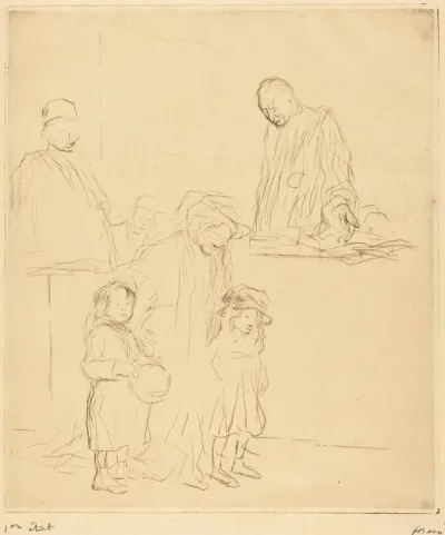 La sortie de l'audience (1ère planche) (Coming Out of the Hearing) (first plate)