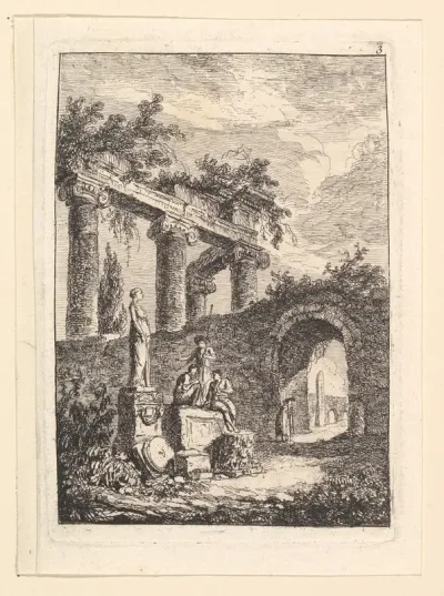 La Statue en Avant les Ruines