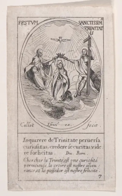 La Trinité (The Trinity), Trinity Sunday, scene 7 from Images des Fêtes Mobiles (Images of Moveable Feasts from the Christian Calendar), part of "Les Images De Tous Les Saincts et Saintes de L'Année" (Images of All of the Saints and Religious Events 