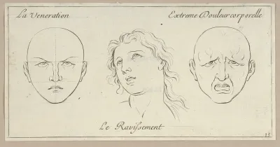 La Veneration, Le Ravissement, Extrême Douleur corporelle, from "Caractères des passions, gravés sur les desseins de l'illustre Monsieur le Brun"