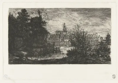 La vue d'une ville avec les chaumières