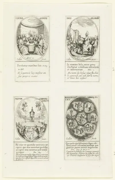 Laatste Avondmaal (Witte Donderdag), Intocht in Jeruzalem (Palmpasen), Aanbidding van de hostie (Sacramentsdag), Maria te midden van zeven scènes uit haar leven (Mariafeesten)
