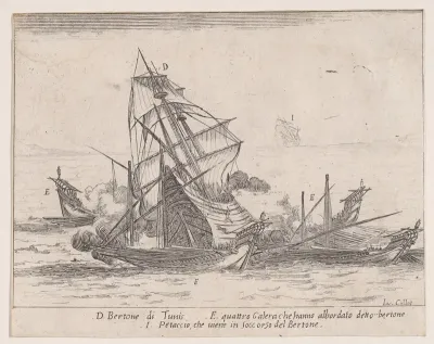 L'Abordage du 'Bertone' (The Colission of 'Bertone'), from "Les Combats de Quatre Galères" (The Battles of Four Galleys)