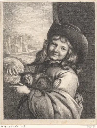 Lachende jongen met kat